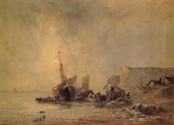 Richard Parkes Bonington Boats on the Shore of Normandy Spain oil painting art